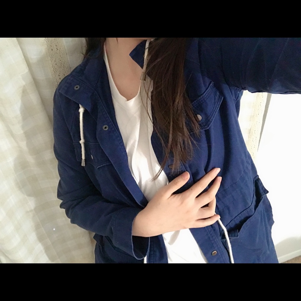 navy blue long jacket